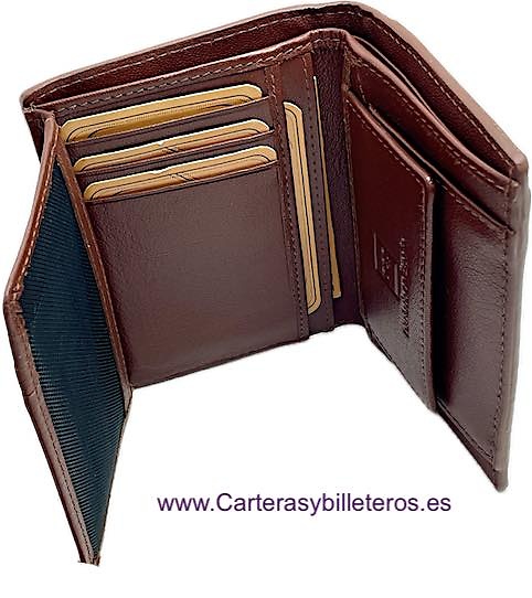 PORTEFEUILLE POUR HOMME EN CUIR ACQ COMPACTE AVEC PORTE-MONNAIE ET 11 CARTES 