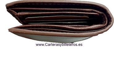 PORTEFEUILLE POUR HOMME EN CUIR ACQ COMPACTE AVEC PORTE-MONNAIE ET 11 CARTES 