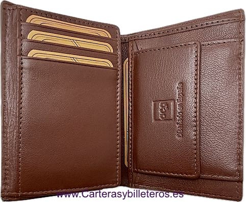 PORTEFEUILLE POUR HOMME EN CUIR ACQ COMPACTE AVEC PORTE-MONNAIE ET 11 CARTES 