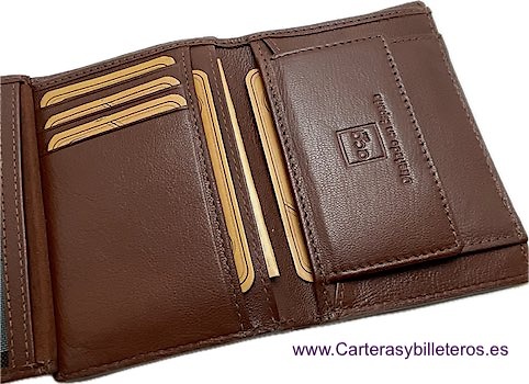 PORTEFEUILLE POUR HOMME EN CUIR ACQ COMPACTE AVEC PORTE-MONNAIE ET 11 CARTES 