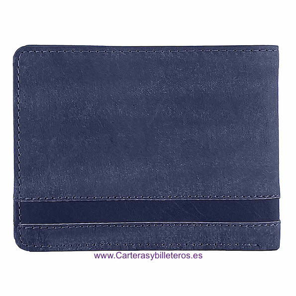 CARTERA MONEDERO DE HOMBRE EN PIEL ENCERADA PARA 10 TARJETAS WILDZONE AZUL 