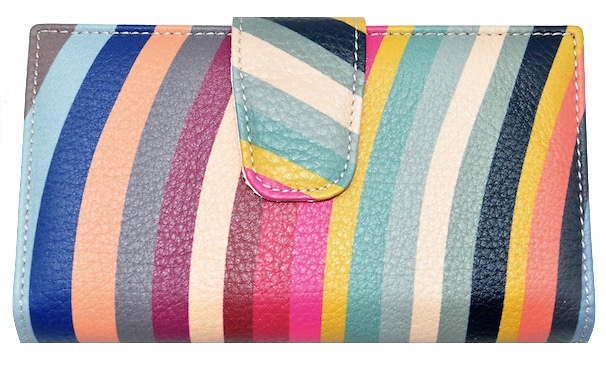 CARTERAS DE MUJER CON DISEÑO MULTICOLOR ÚNICO PARA CADA CARTERA RAYAS COLORES ARCO IRIS 