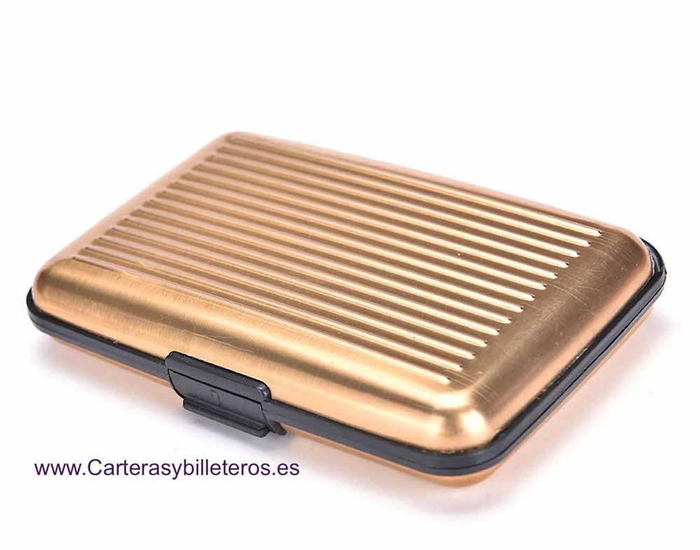 CARTERA DE ALUMINIO TARJETERO ALUMA WALLET DORADO 