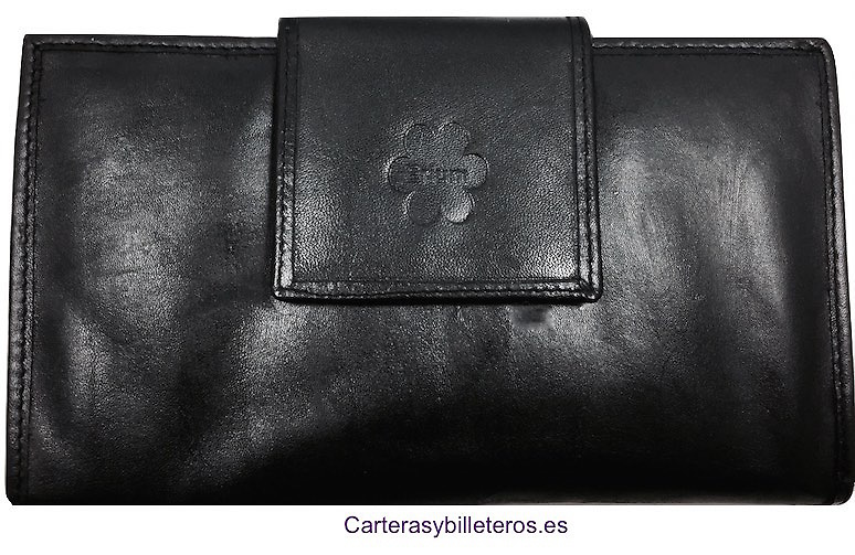 CARTERA MUJER GRANDE DE PIEL ERIUM 32 TARJETAS NEGRO 