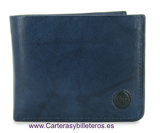 CARTERA HOMBRE DE PIEL A DOS TONOS CON BILLETERO STUCO AZUL 