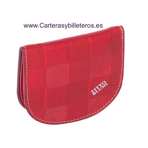 MONEDERO DE TACÓN DE PIEL CON BOLSILLO TITTO BLUNI EXCLUSIVO ROJO 