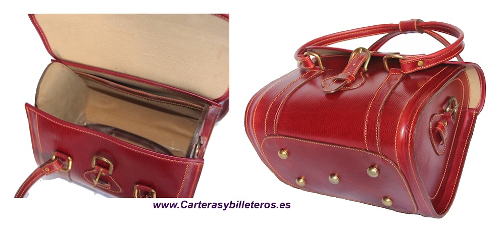 BOLSO DE PIEL LUXURY ALTA CALIDAD HECHO ESPAÑA CEREZA 