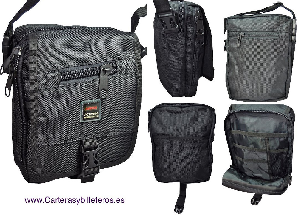 BOLSO DE HOMBRE EN GRAPHITECH CON 10 BOLSILLOS NEGRO 