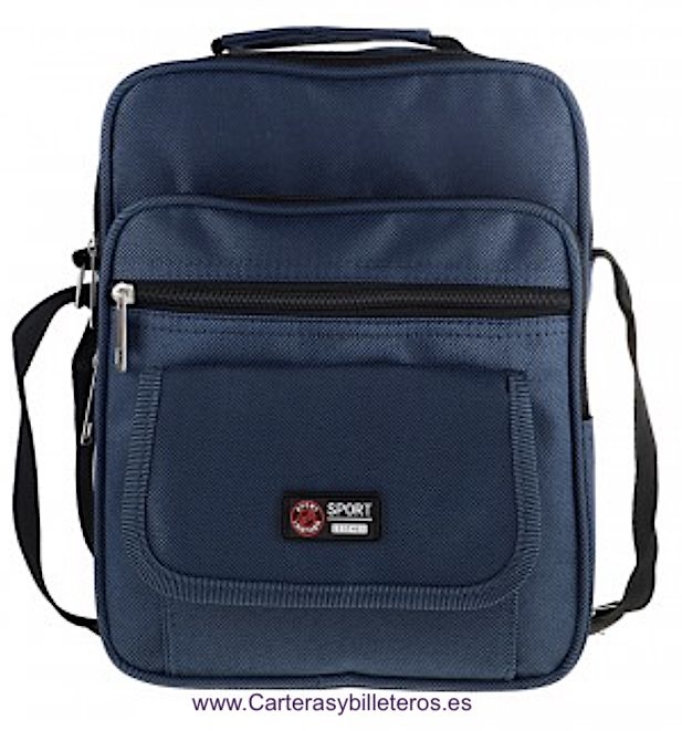 BOLSO DE HOMBRE EN GRAPHITEC GRANDE CON BOLSILLOS AZUL 