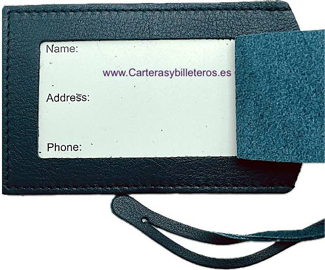 ETICHETTA DI IDENTIFICAZIONE PER VALIGIE E BORSE DI CUOIO VECCHIO UBRIQUE BLU NAVY 