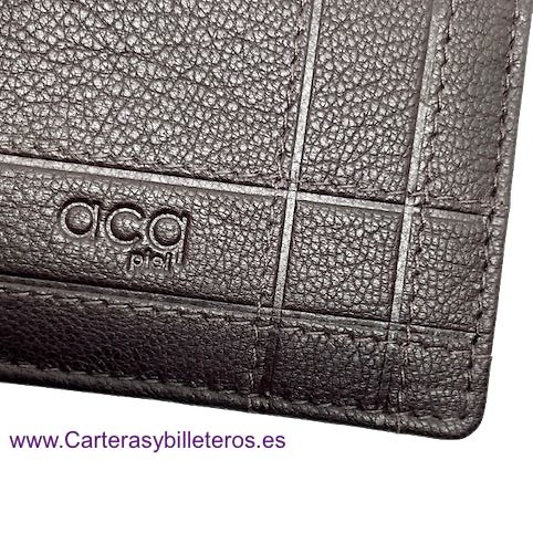 MINI CARTERA DE HOMBRE EN PIEL CON MONEDERO PARA 5 TARJETAS ACQ MARRÓN 