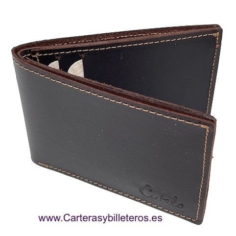 OFERTA 3 PIEZAS: DOS CARTERAS PEQUEÑAS DE PIEL UBRIQUE CON MONEDERO EXTERIOR + UN LLAVERO DE PIEL MARRÓN 