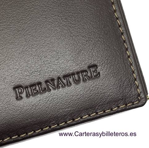 CARTERA MONEDERO FLEJE CON BILLETERO DE PINZA PIELNATURE UBRIQUE MARRÓN OSCURO 