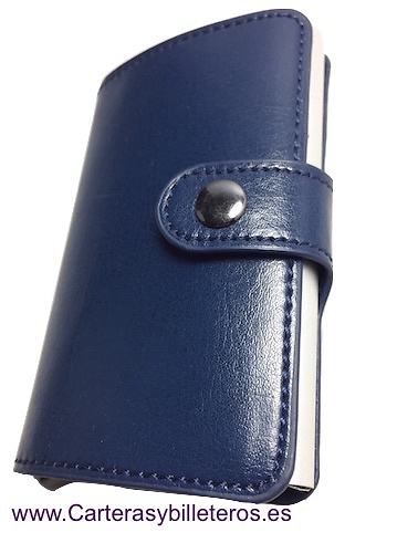 CARTERA DE ALUMINIO EXTRACCIÓN AUTOMÁTICA AZUL 