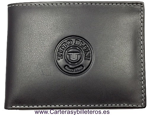 TARJETERO HOMBRE PIEL LUXURY MARCA TITTO BLUNI HECHO EN UBRIQUE NEGRO 