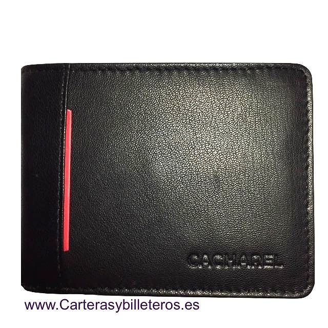 CARTERA BILLETERA CACHAREL DE PIEL NAPALUX NEGRO 