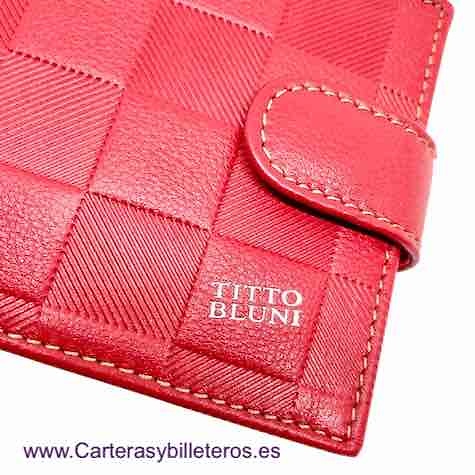 BILLETERA DE HOMBRE DE PIEL LUXURY MARCA TITTO BLUNI ROJO 