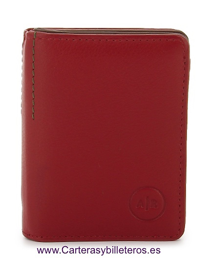 MONEDERO CON CARTERA INDEPENDIENTE DE PIEL NAPA LUX UNISEX ROJO 