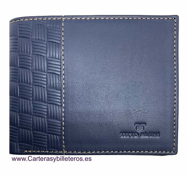 CARTERA HOMBRE TITTO BLUNI DE PIEL CON TARJETERO Y MONEDERO AZUL MARINO 