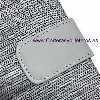 CARTERA PARA MUJER DE PIEL UBRIQUE SERPIENTE GRIS PERLADA 