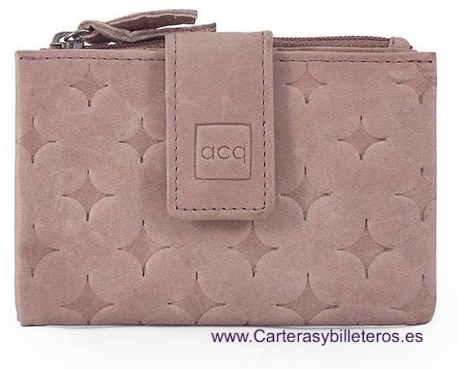 CARTERA MUJER DE PIEL PEQUEÑA COLECCIÓN DIAMOND CUERO NATURAL 