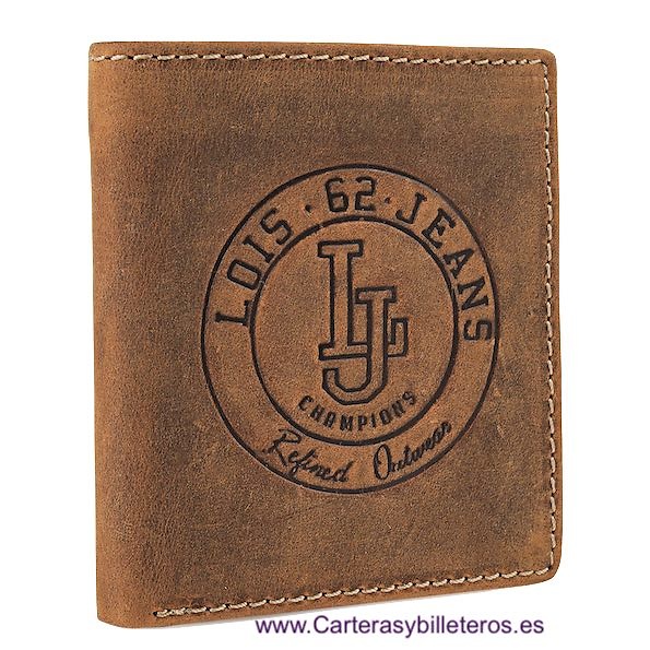 CARTERA LOIS DE HOMBRE DE CUERO CON MARCA GRABADA AL FUEGO PARA HOMBRE MARRÓN 