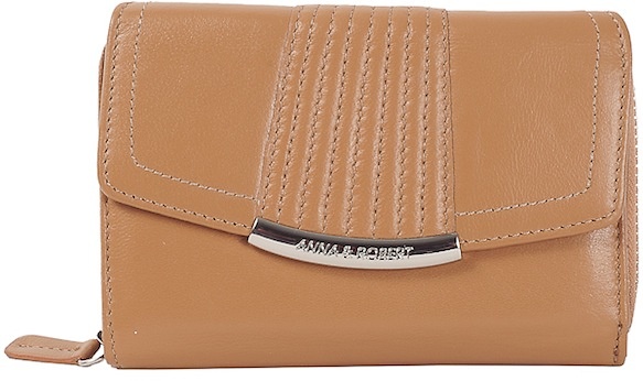 CARTERA DE MUJER EN PIEL DE NAPPA CON MONEDERO CAMEL 