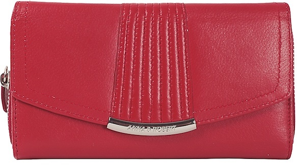 CARTERA DE MUJER EN PIEL DE NAPPA CON MONEDERO GRANDE ROJO 