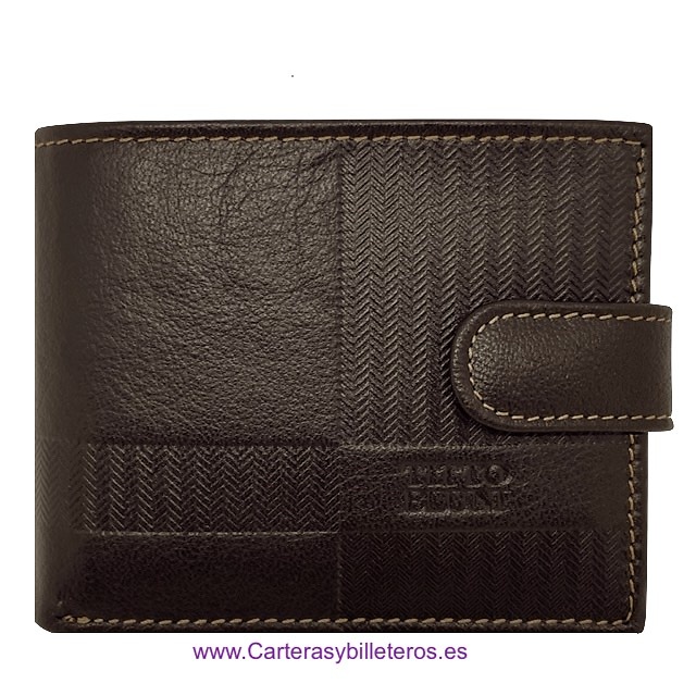 CARTERAS DE HOMBRE PIEL LUXURY GRABADA MARCA TITTO BLUNI MARRÓN OSCURO 