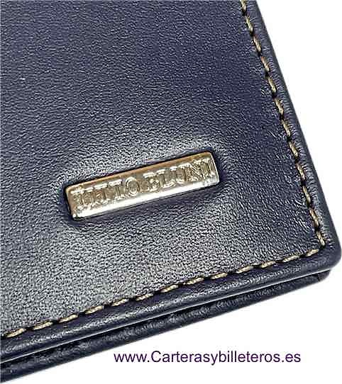 CARTERA TARJETERO HOMBRE TITTO BLUNI ELEGANT DE PIEL LUXURY 16 TARJETAS AZUL 