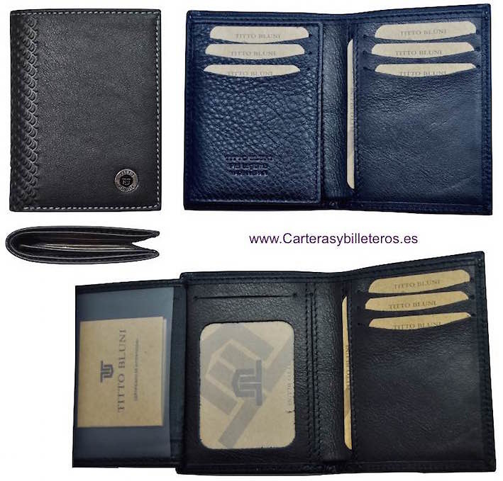 CARTERA DE HOMBRE TITTO BLUNI DE PIEL LUXURY 10 TARJETAS NEGRO 