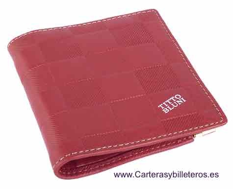 CARTERA MONEDERO FLEJE CON BILLETERO DE PINZA TITTO BLUNI ROJO 