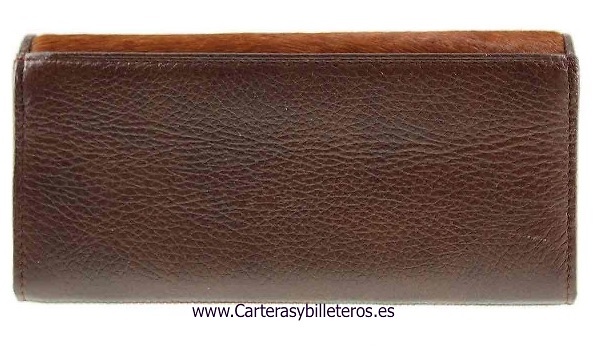 BIG WOMEN WALLET COMBINED LEATHER AND GOLDEN NOZZLE 