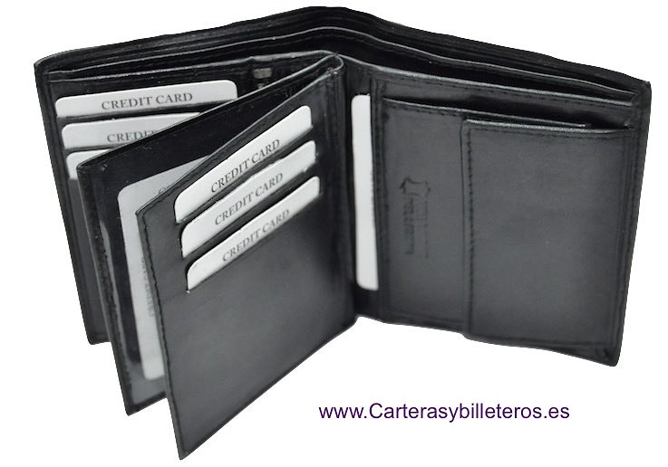 BILLETERA EN PIEL PARA HOMBRE CON TARJETERO Y PORTADOCUMENTOS 