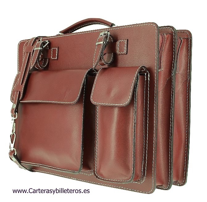 BRIEFCASE LARGE ITALIAN LEATHER SHEETS WITH DEPARTMENTS 