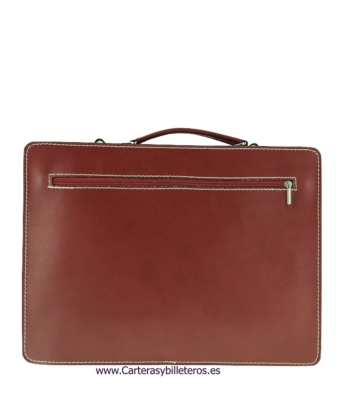 BRIEFCASE LARGE ITALIAN LEATHER SHEETS WITH DEPARTMENTS 
