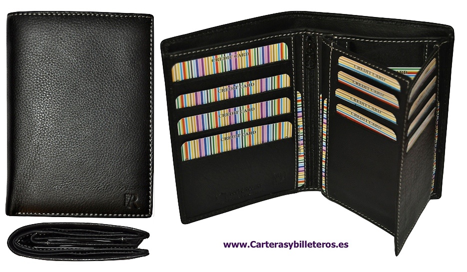 BUSINESS CARD HOLDER WALLET MADE IN BOVINE LEATHER QUALITY OF LARGE CAPACITY 