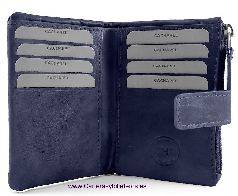 CACHAREL SMALL WOMAN'S LEATHER WALLET WITH HANDMADE ORNAMENT 