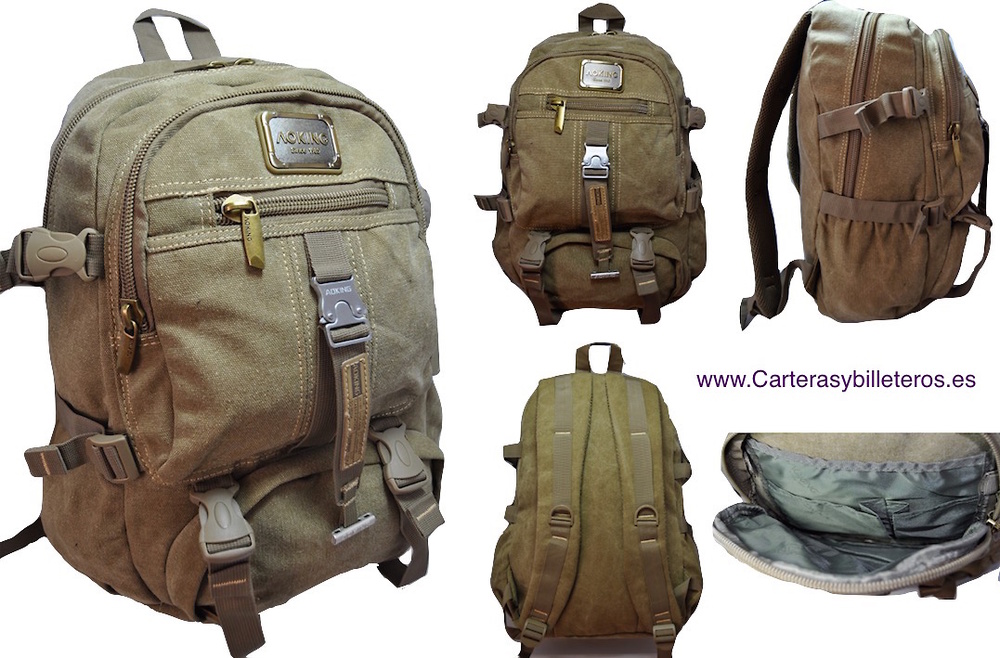 CANVAS BACKPACK EXTRA STRONG WITH 9 POCKETS AND BELTS 