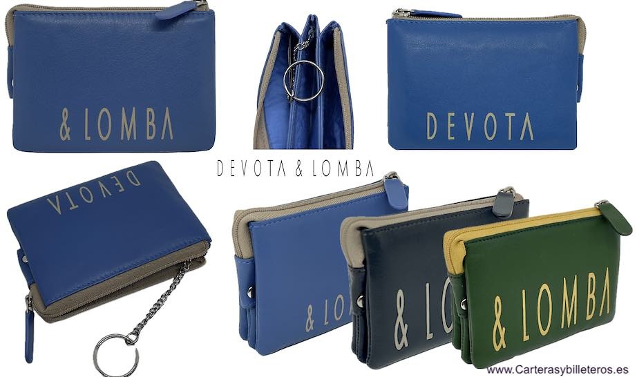 CARD HOLDER COIN PURSE WITH RING KEY RING AND FIVE COMPARTMENTS BY DEVOTA & LOMBA 