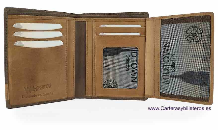 CARD HOLDER WALLET LEATHER TWO TONE WITH PURSE AND RFID FOR 13 CARD - 2 colors - 
