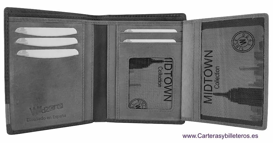 CARD HOLDER WALLET LEATHER TWO TONE WITH PURSE AND RFID FOR 13 CARD - 2 colors - 