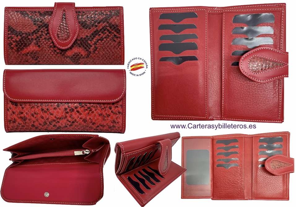 cartera billetera mujer roja serpiente