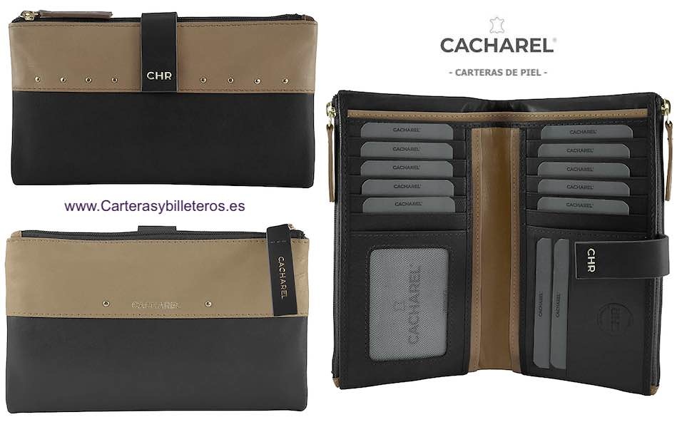 CARTERA BILLETERA GRANDE DE MUJER DE PIEL MARCA CACHAREL 