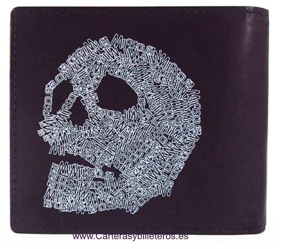 CARTERA CON CALAVERAS PARA HOMBRE HECHA DE PIEL 