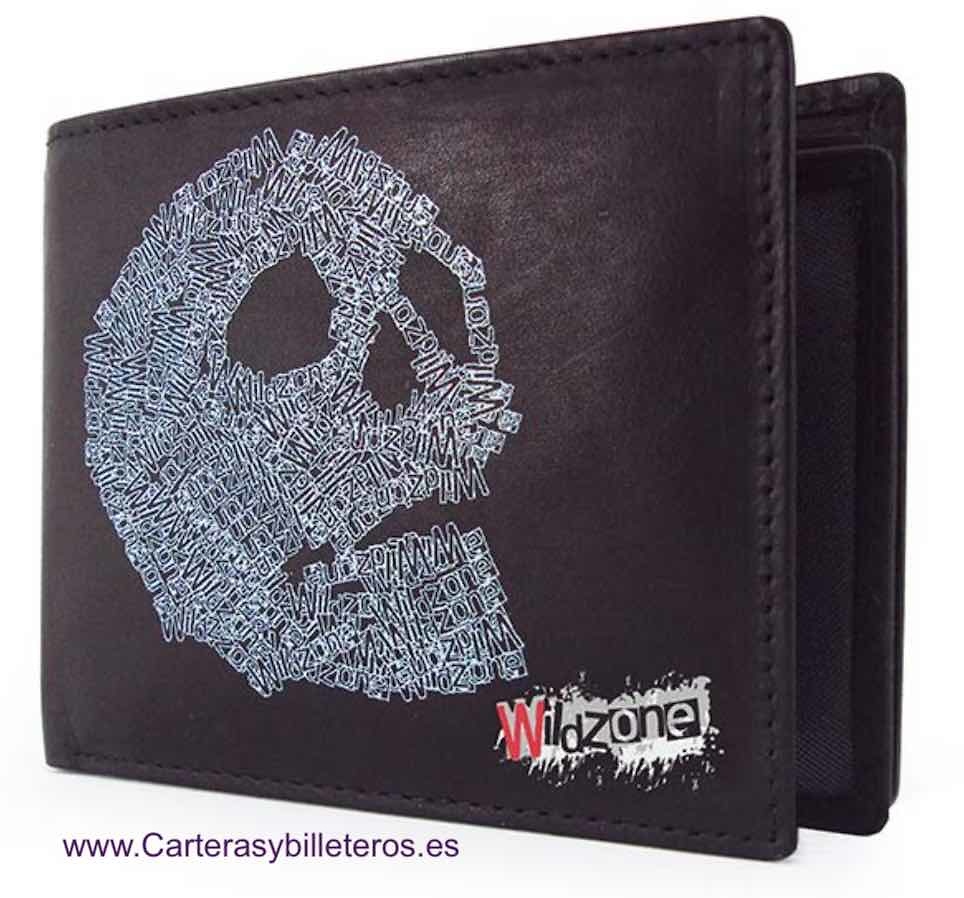 CARTERA CON CALAVERAS PARA HOMBRE HECHA DE PIEL 