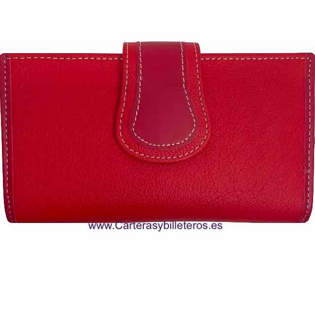 CARTERA DE MUJER DE PIEL UBRIQUE CON MONEDERO CREMALLERA ROJA MEDIANA 