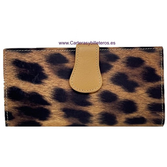 CARTERA DE MUJER DE PIEL UBRIQUE DE LEOPARDO ANIMAL PRINT MEDIANA 