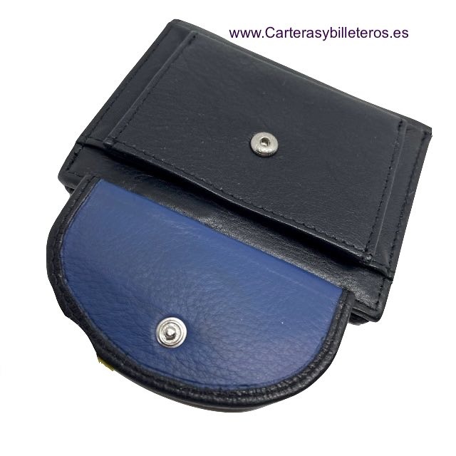 CARTERA HOMBRE CON MONEDERO EXTERIOR DE PIEL. 