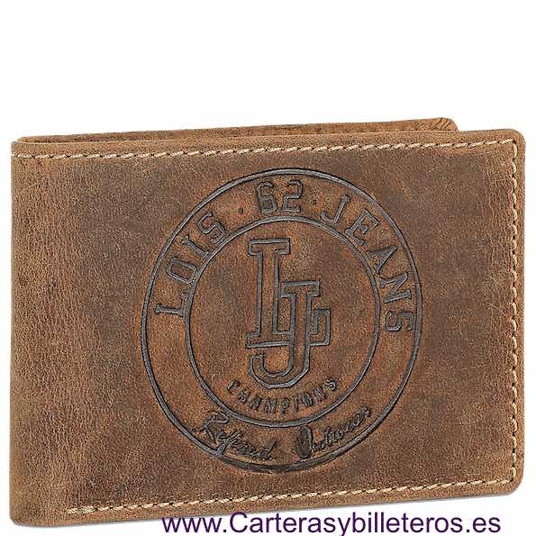 CARTERA LOIS DE PIEL VACUNO ESTILO JEANS CON LA MARCA GRABADA AL FUEGO PARA HOMBRE 